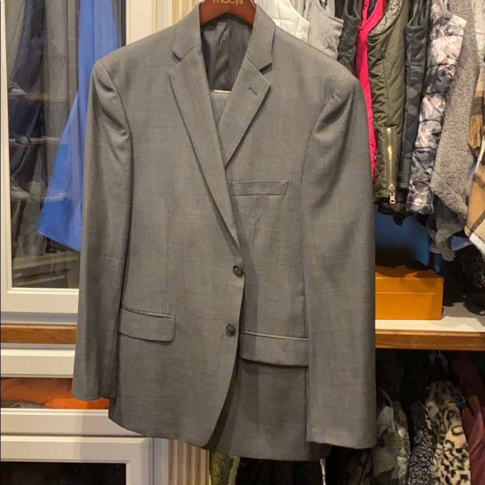 Gray Calvin Klein suit slim fit
